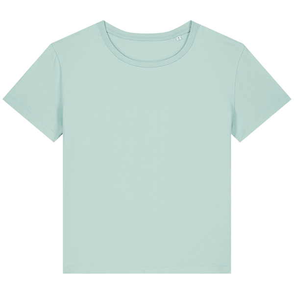 T shirt femme col rond mid light stella serena plexus Caribbean Blue