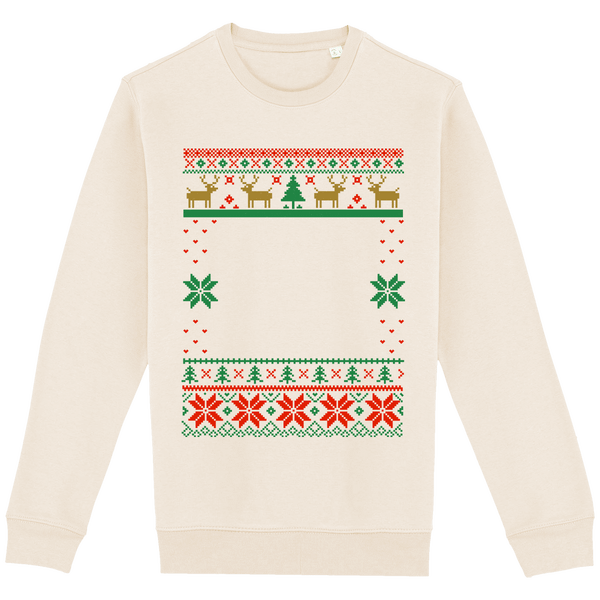 Pull moche de noel grand format renne plexus Ivory