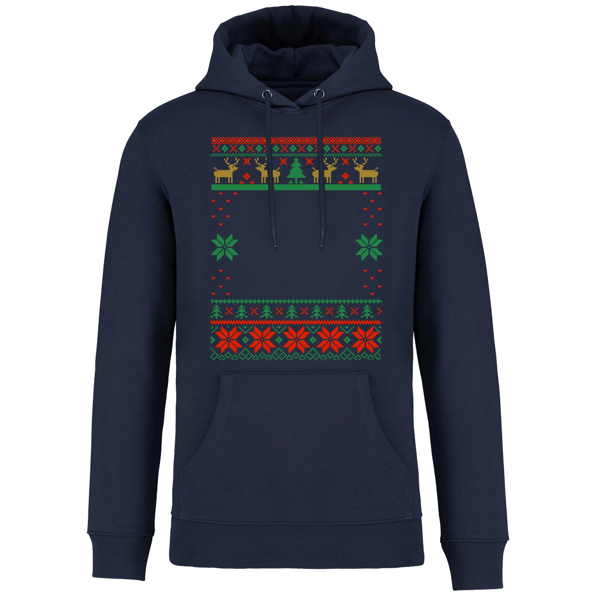 Sweat Moche De Noël Grand Format Renne Navy Blue