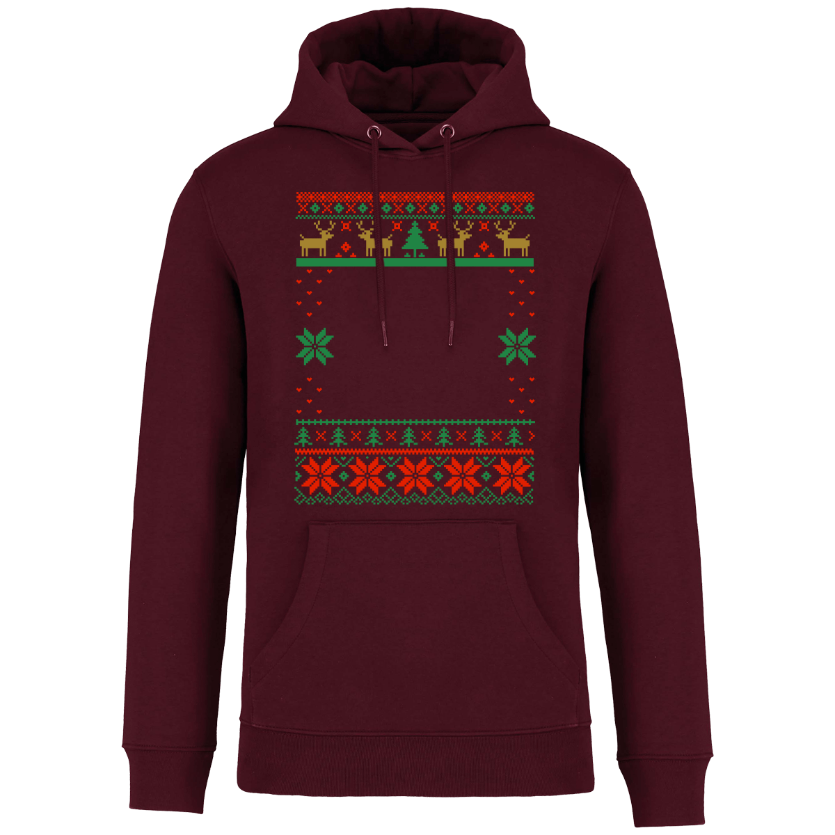 Sweat Moche De Noël Grand Format Renne Dark Cherry