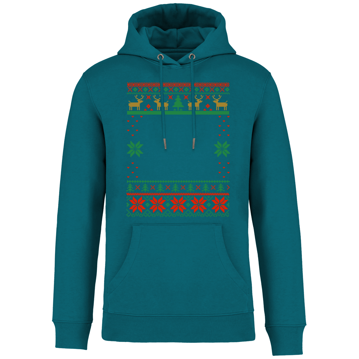 Sweat Moche De Noël Grand Format Renne Peacock Green