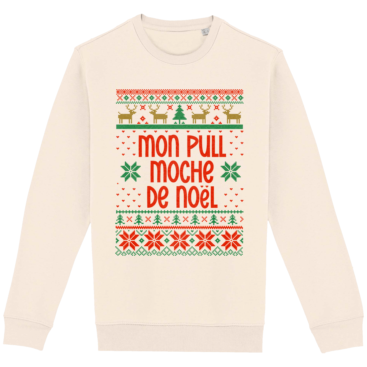 Mon Pull Moche De Noël Motif Renne Raw Natural