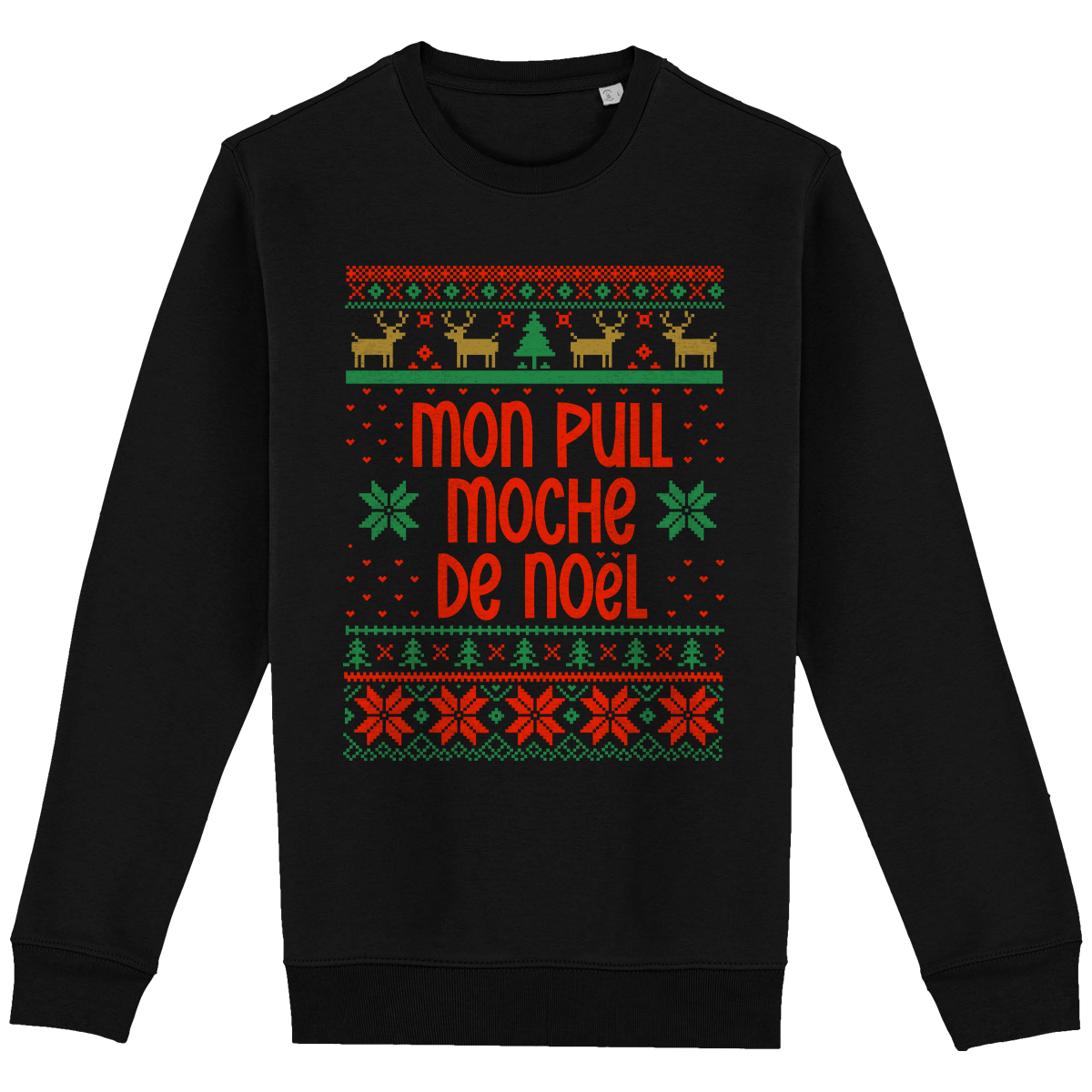 Mon Pull Moche De Noël Motif Renne Black