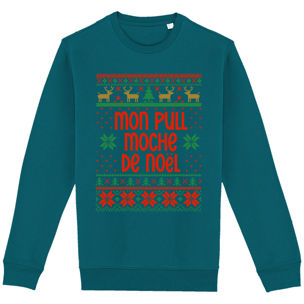 Mon Pull Moche De Noël Motif Renne Peacock Green