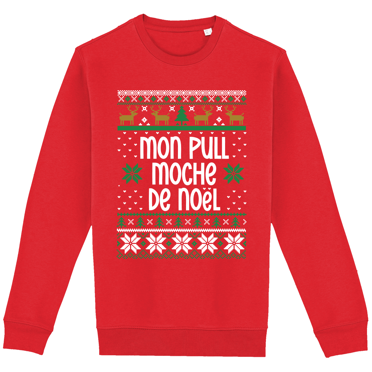 Mon Pull Moche De Noël Motif Renne Poppy Red