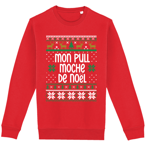 Mon Pull Moche De Noël Motif Renne Poppy Red