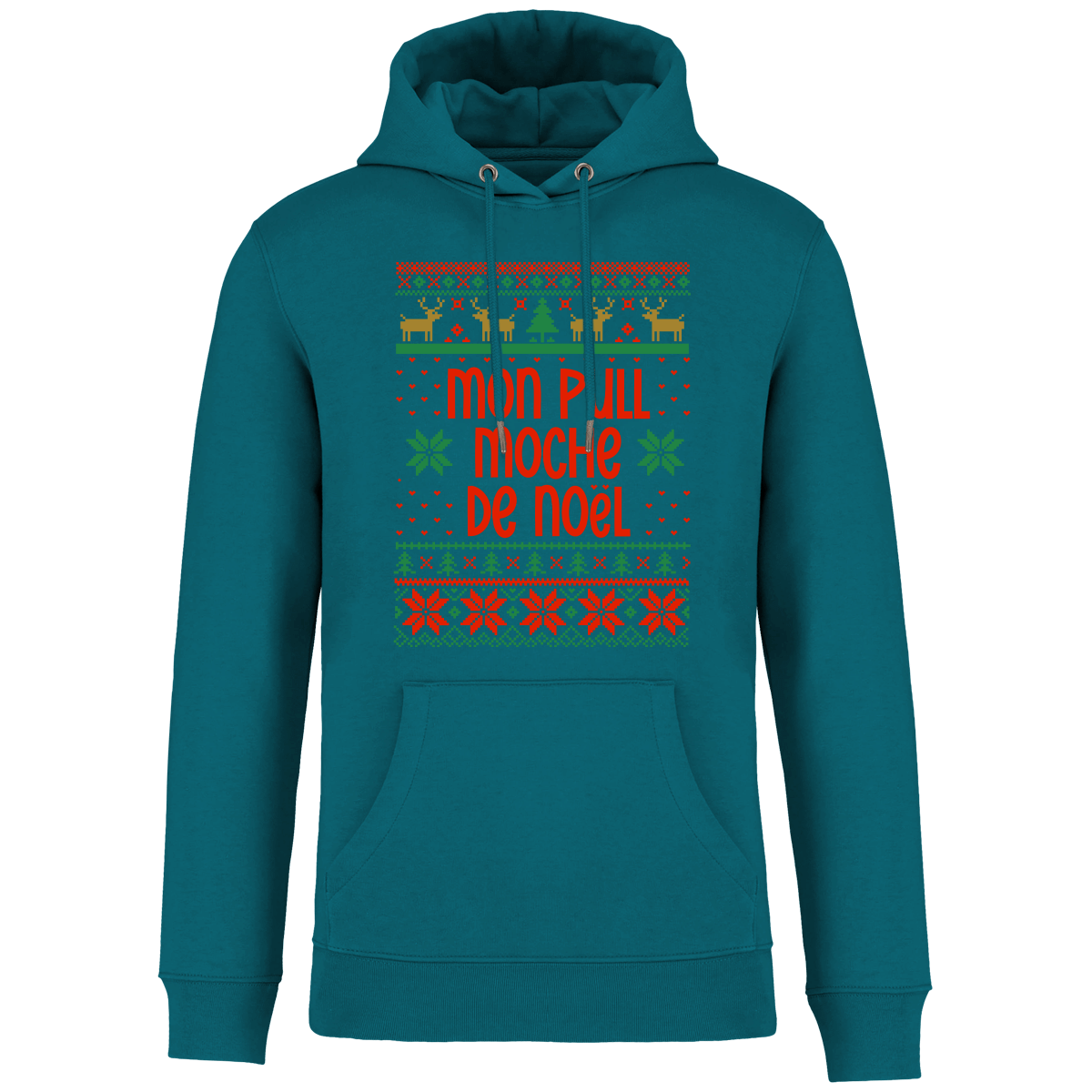 Le Sweat Moche De Noël Motif Renne Peacock Green