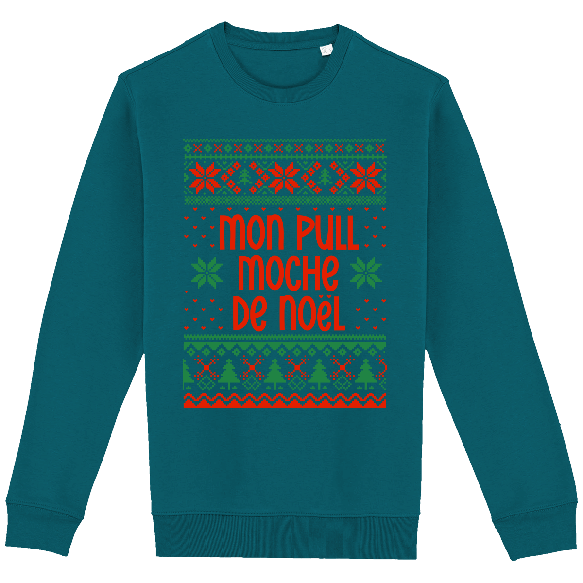 Le Pull Moche De Noël Motif Étoilé Peacock Green