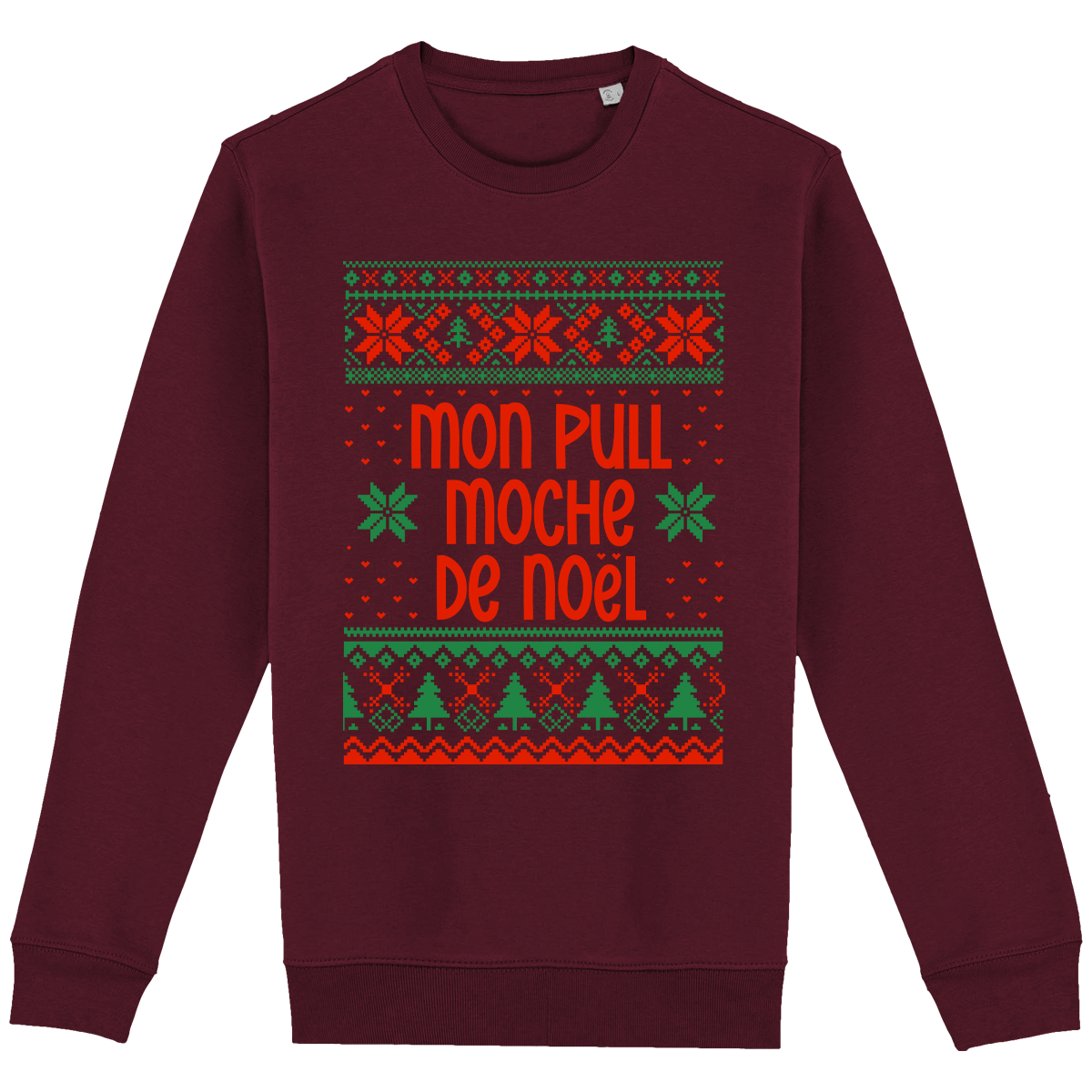 Le Pull Moche De Noël Motif Étoilé Dark Cherry