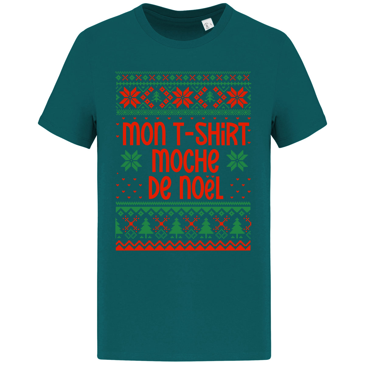 Le T-Shirt Moche De Noël Motif Étoilé Peacock Green