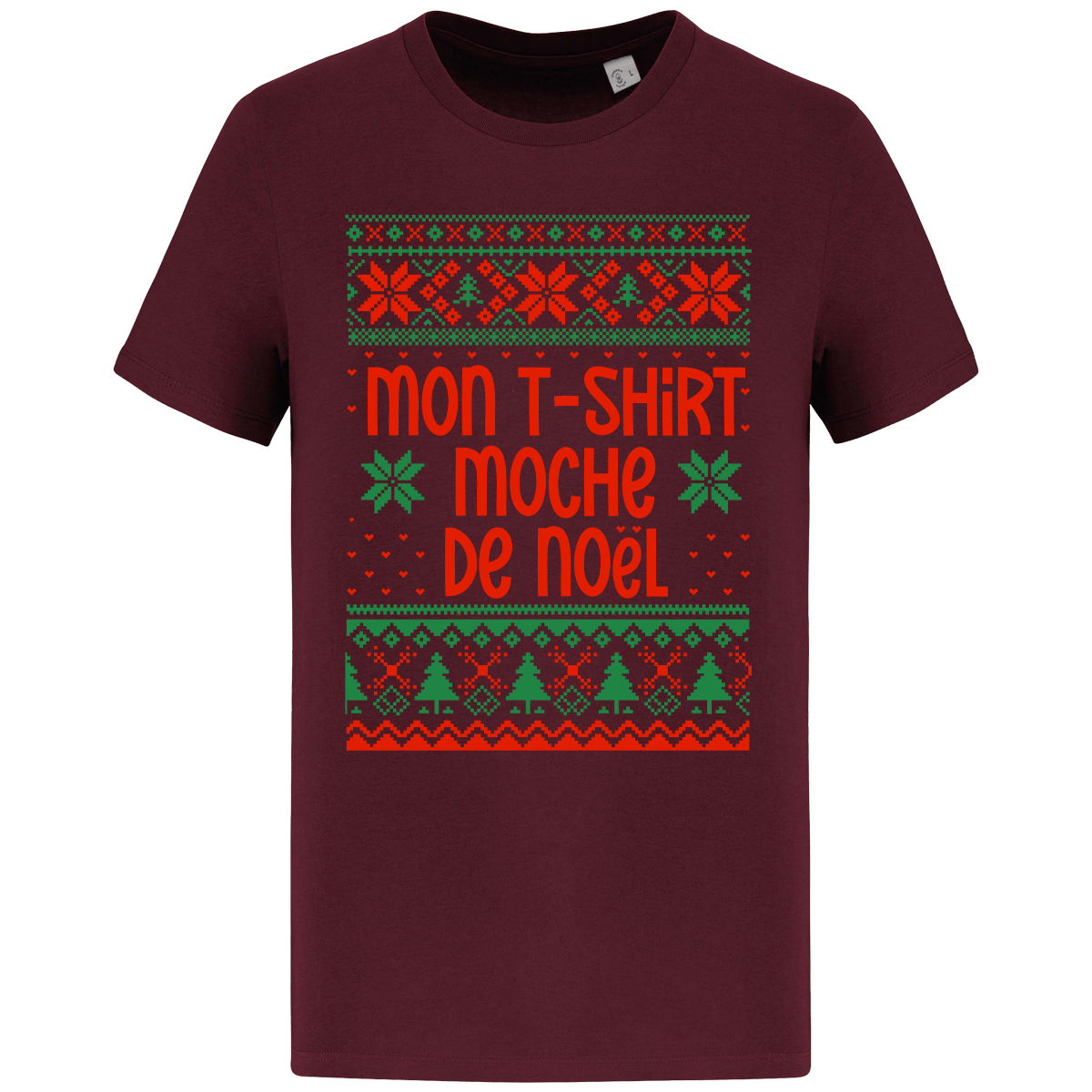 Le T-Shirt Moche De Noël Motif Étoilé Dark Cherry