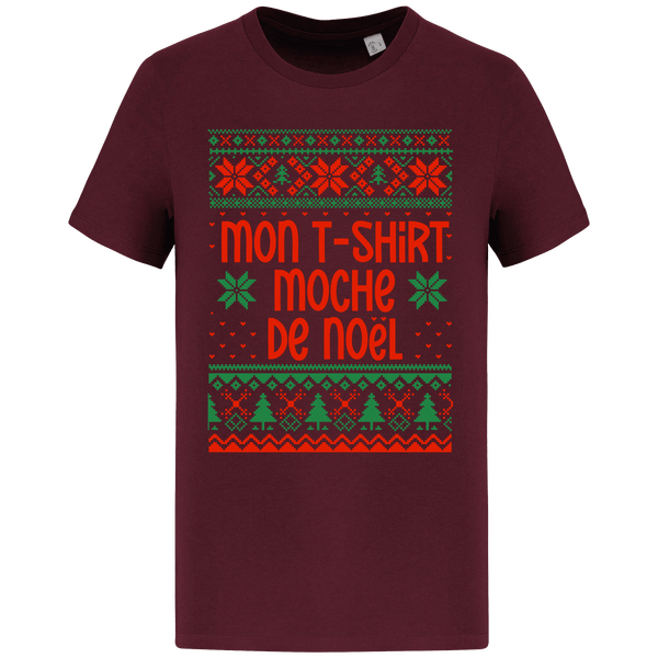 Le T-Shirt Moche De Noël Motif Étoilé Dark Cherry