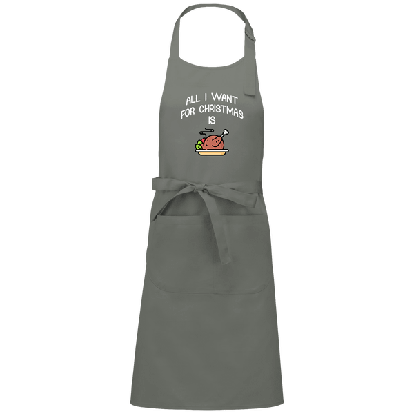 Tablier Cadeaux De Noël Avec Motif All I Want For Christmas Is Food Light Grey