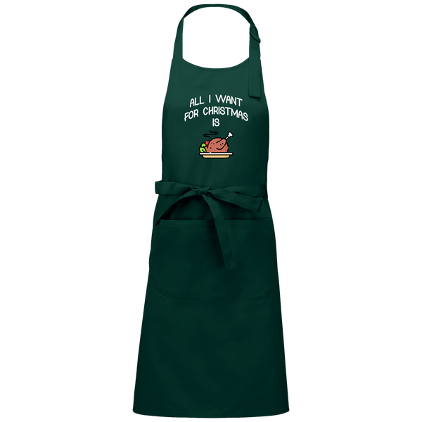 Tablier Cadeaux De Noël Avec Motif All I Want For Christmas Is Food Bottle Green