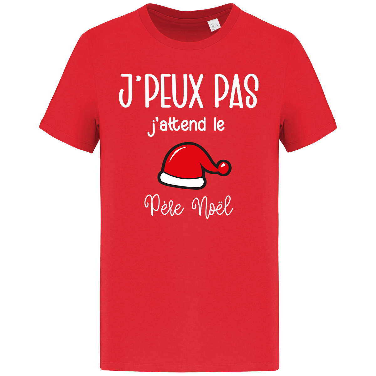 T-Shirt De Noël Je Peux Pas J Attend Le Père Noel Bonnet Hibiscus Red