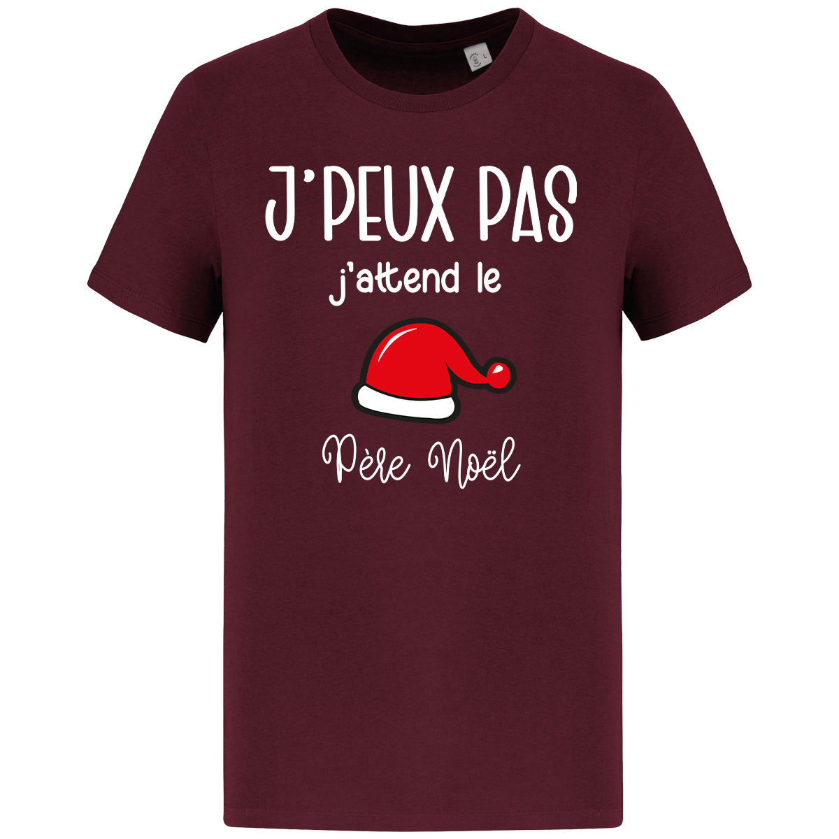 T-Shirt De Noël Je Peux Pas J Attend Le Père Noel Bonnet Dark Cherry