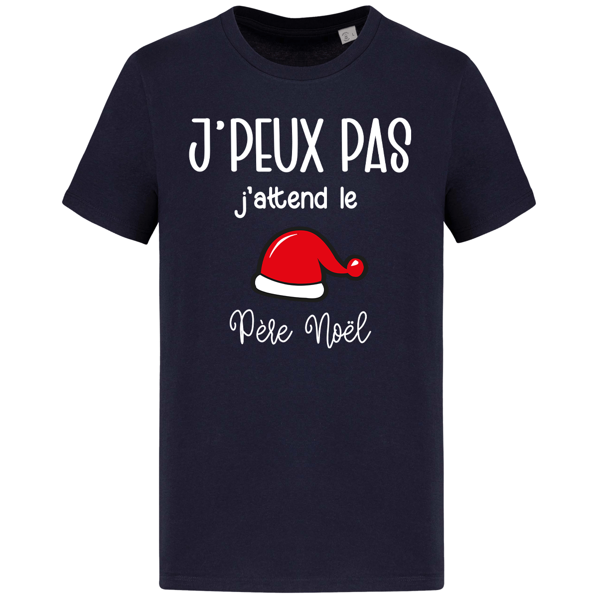 T-Shirt De Noël Je Peux Pas J Attend Le Père Noel Bonnet Navy Blue