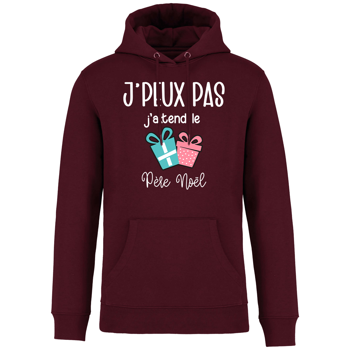 Sweat De Noël Je Peux Pas J Attend Le Père Noel Cadeaux Dark Cherry