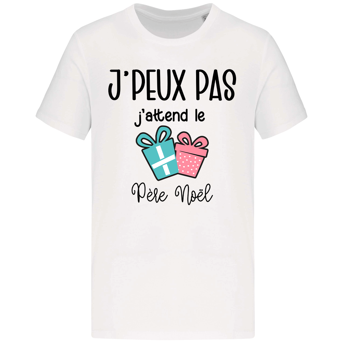 T shirt j peux pas j attend le pere noel cadeaux plexus White