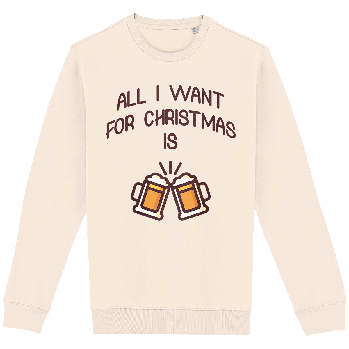 Sweatshirt De Noël Avec Motif All I Want For Christmas Is Beer Raw Natural