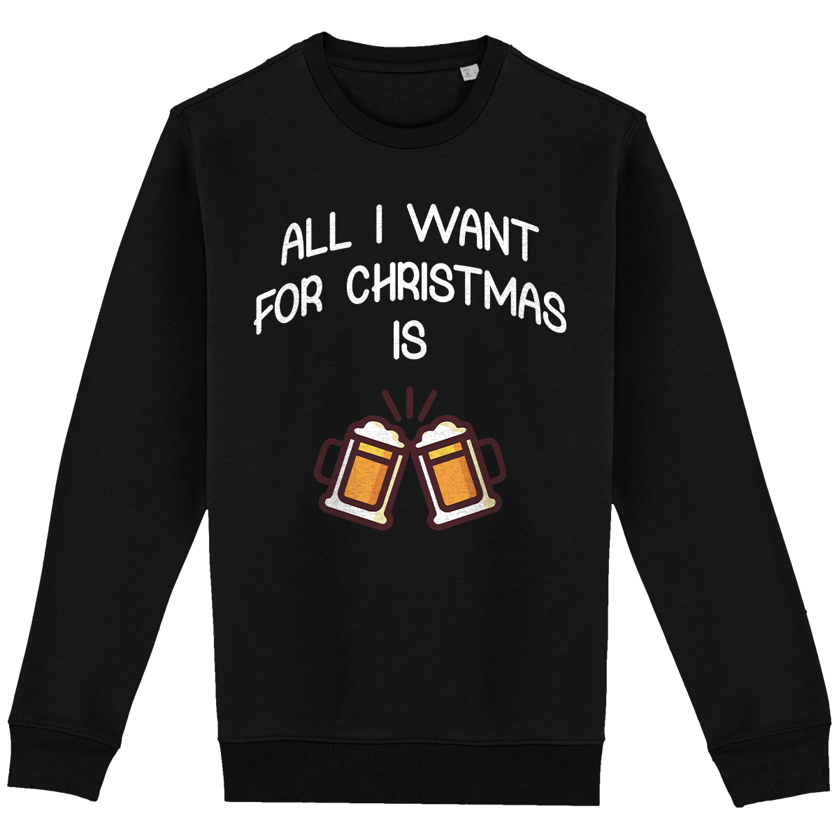 Sweatshirt De Noël Avec Motif All I Want For Christmas Is Beer Black