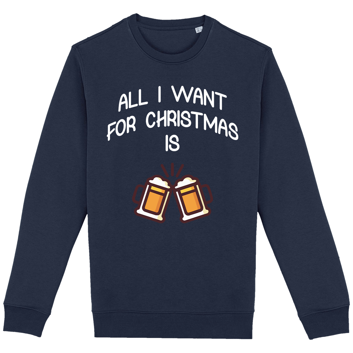 Sweatshirt De Noël Avec Motif All I Want For Christmas Is Beer Navy Blue