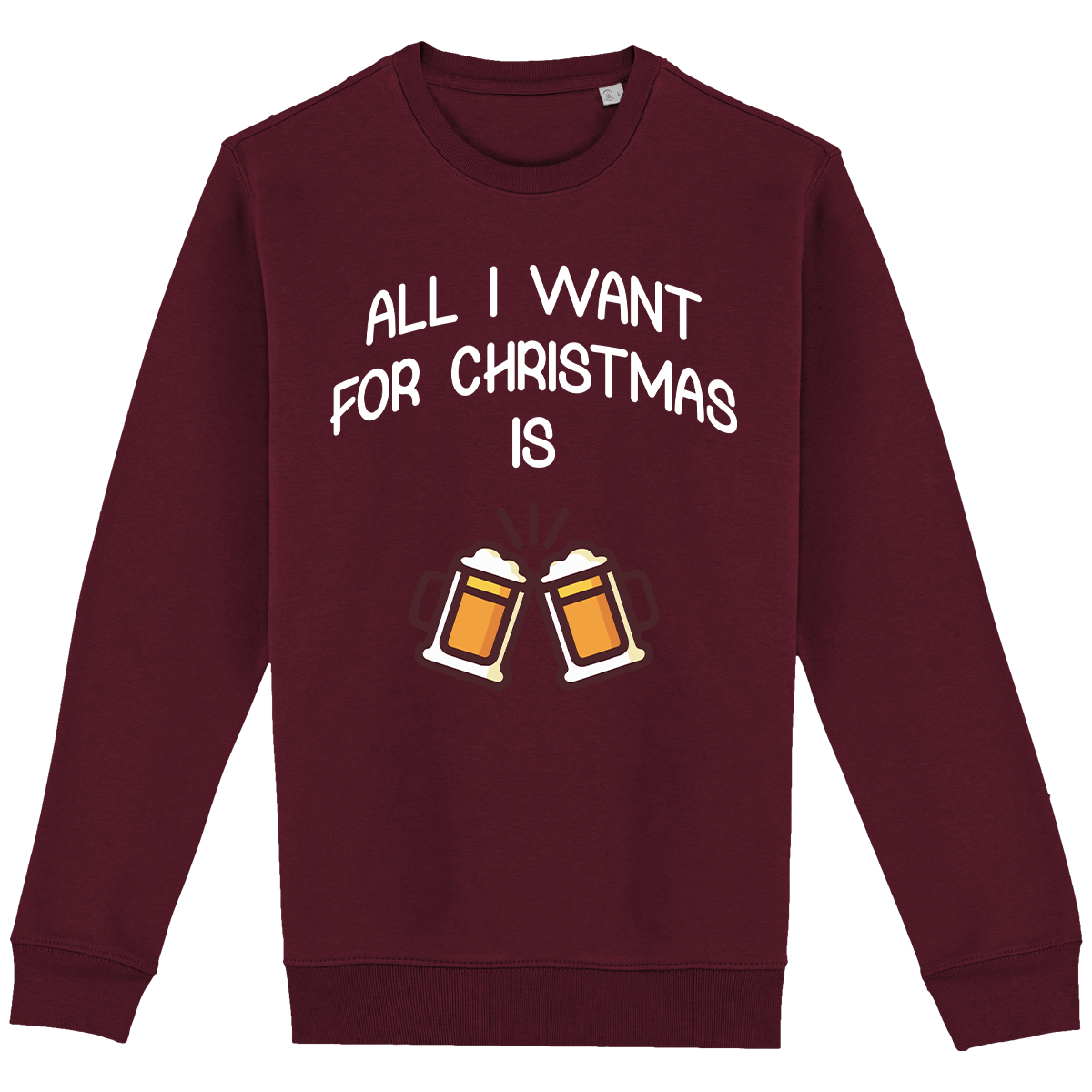 Sweatshirt De Noël Avec Motif All I Want For Christmas Is Beer Dark Cherry