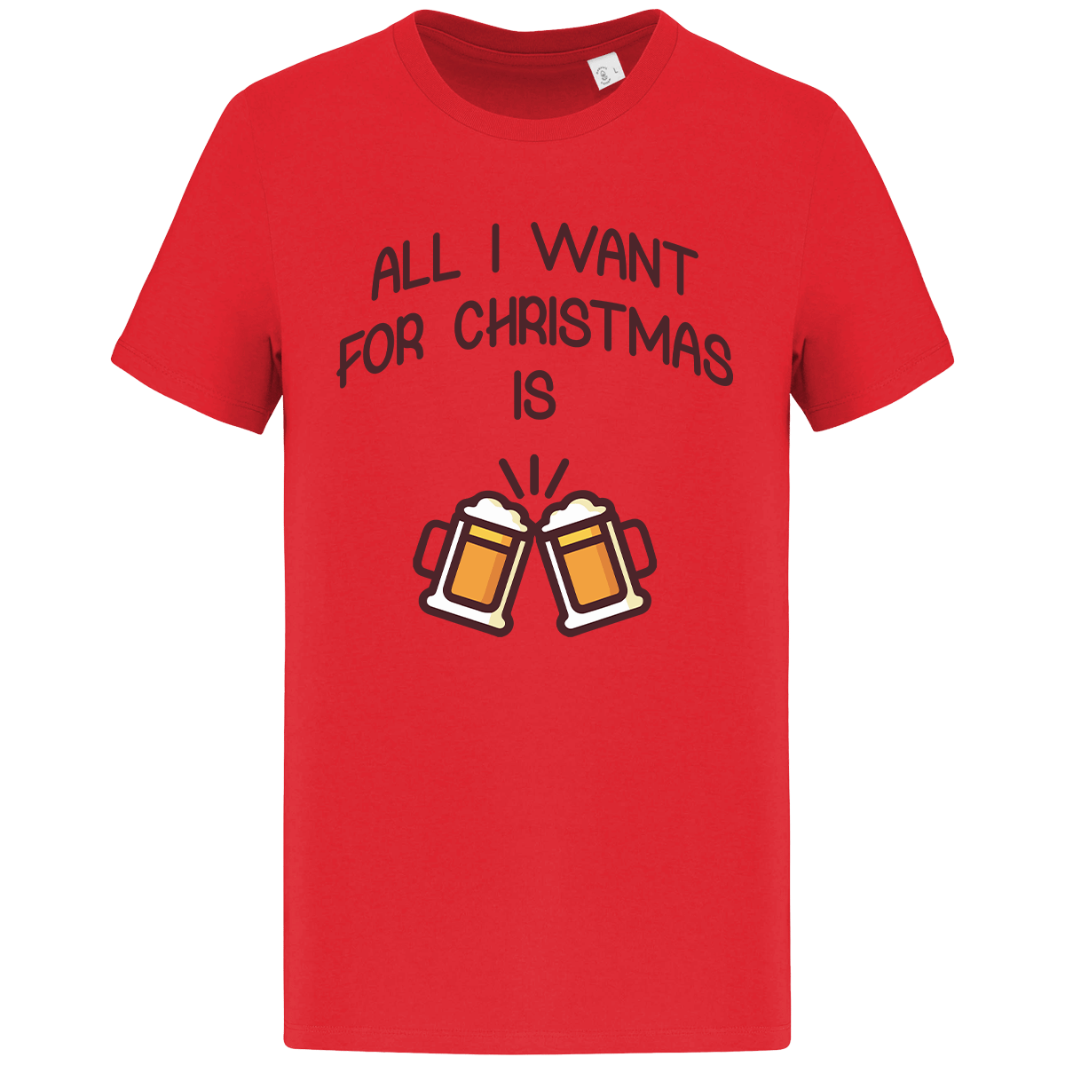 T-Shirt De Noël All I Want For Christmas Is Beer Hibiscus Red