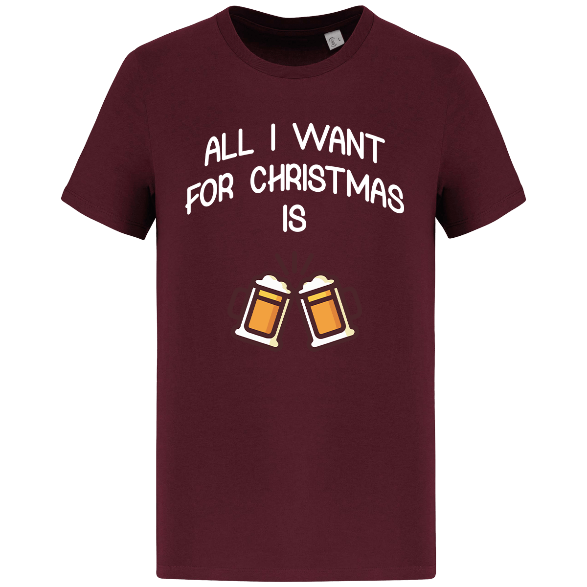 T-Shirt De Noël All I Want For Christmas Is Beer Dark Cherry