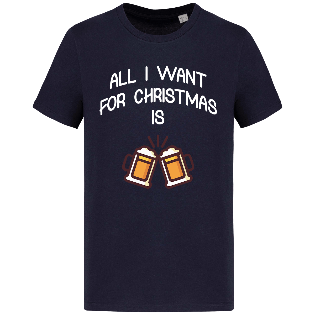 T-Shirt De Noël All I Want For Christmas Is Beer Navy Blue