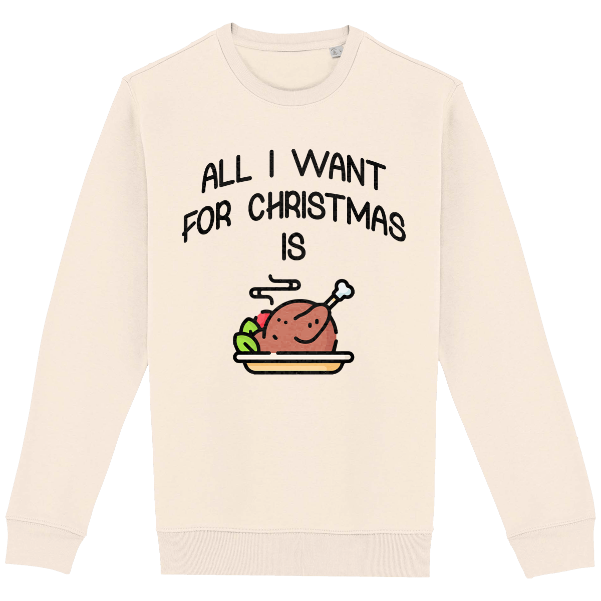 Pull De Noël Avec Motif All I Want For Christmas Is Food Raw Natural