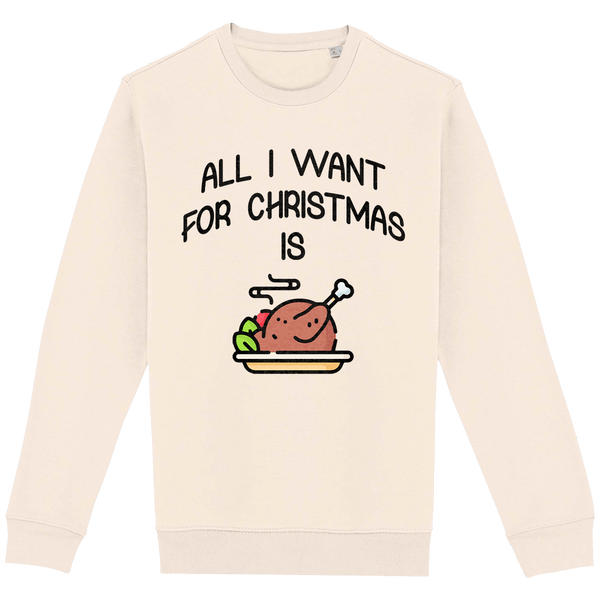Pull De Noël Avec Motif All I Want For Christmas Is Food Raw Natural