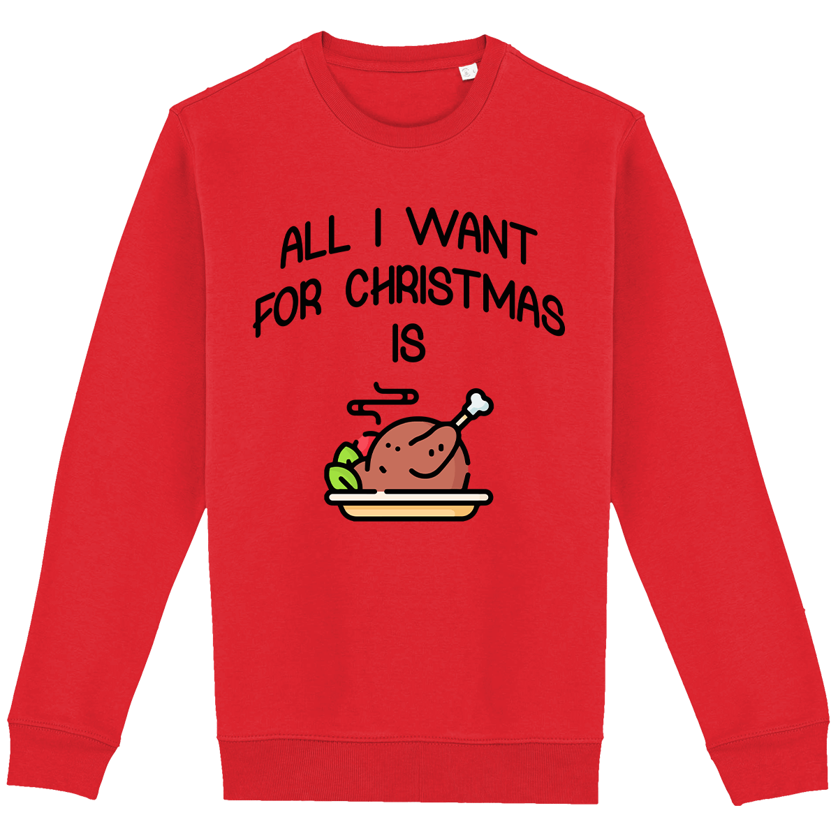 Pull De Noël Avec Motif All I Want For Christmas Is Food Poppy Red