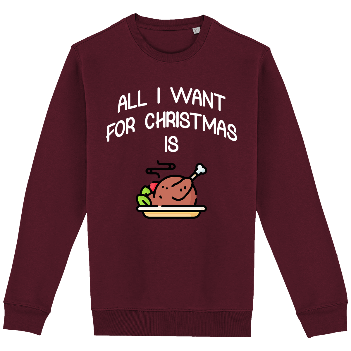 Pull De Noël Avec Motif All I Want For Christmas Is Food Dark Cherry