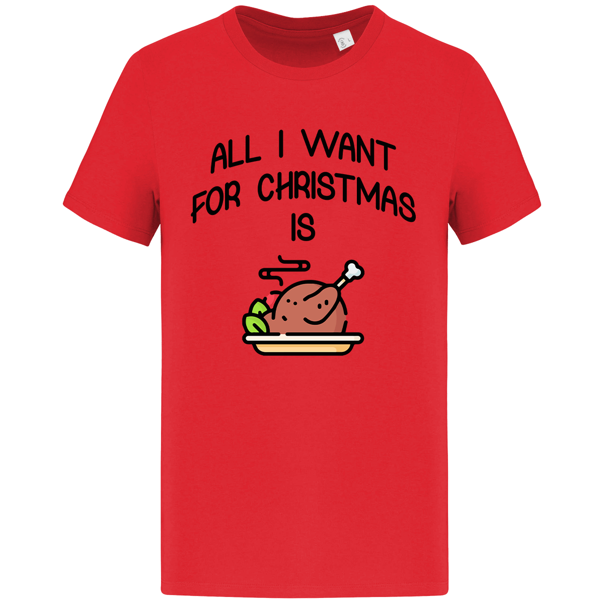 T-Shirt De Noël All I Want For Christmas Is Food Hibiscus Red