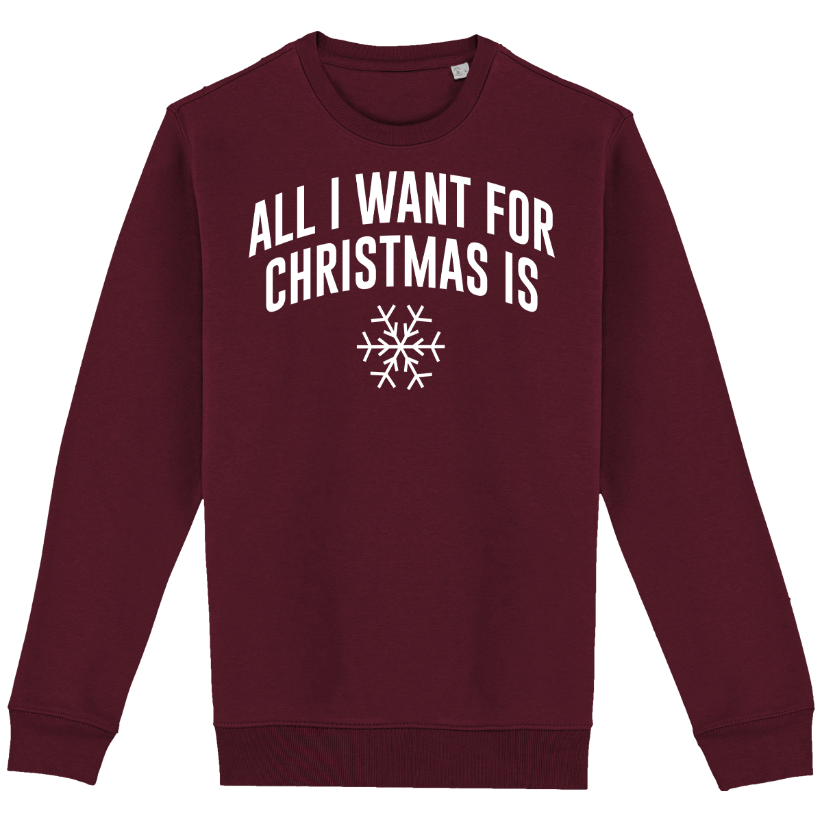 Pull De Noël Personnalisable All I Want For Christmas Is Snow Dark Cherry