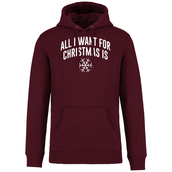 Sweatshirt De Noël Personnalisable All I Want For Christmas Is Snow Dark Cherry