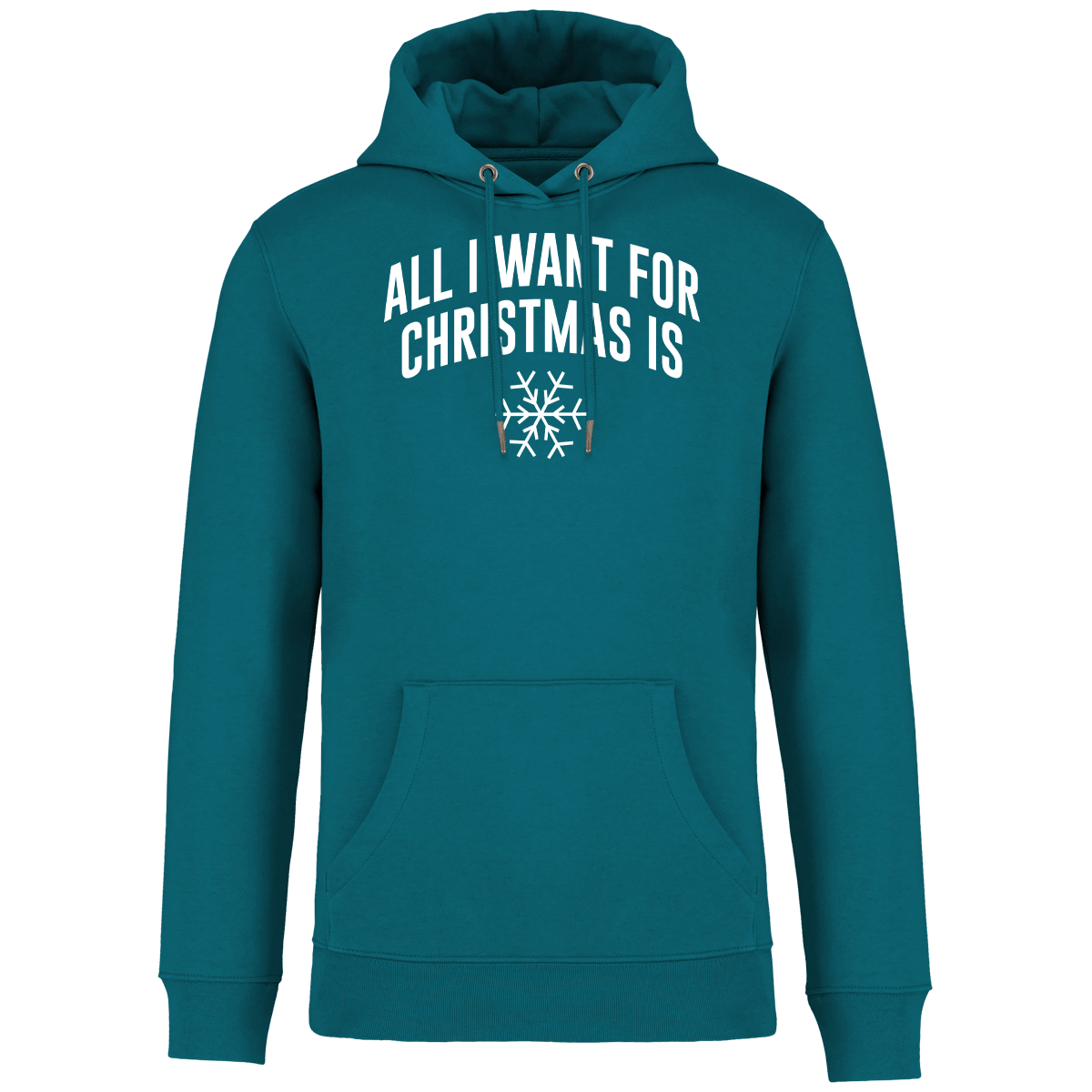 Sweatshirt De Noël Personnalisable All I Want For Christmas Is Snow Peacock Green