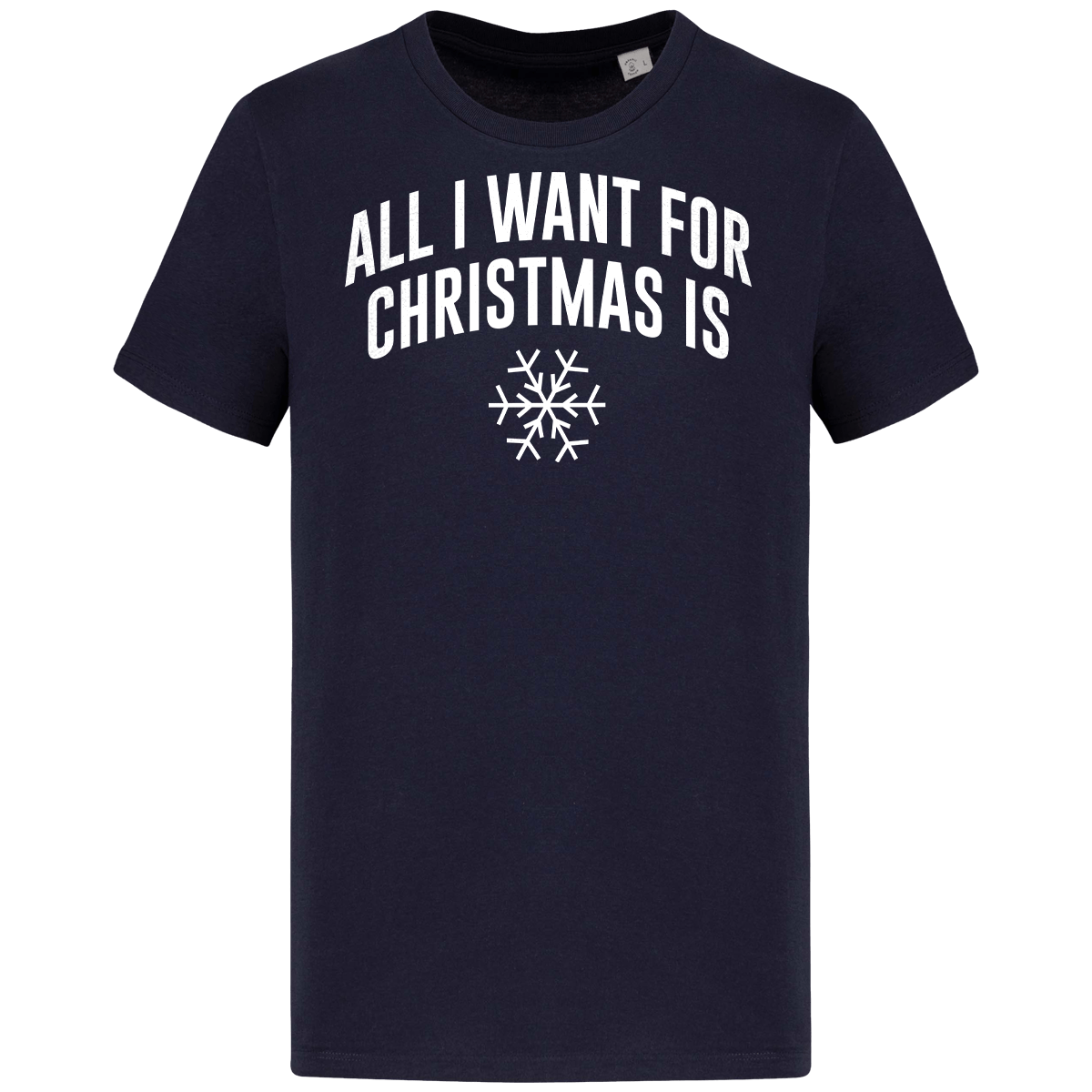 T-Shirt De Noël All I Want For Christmas Is Snow Navy Blue