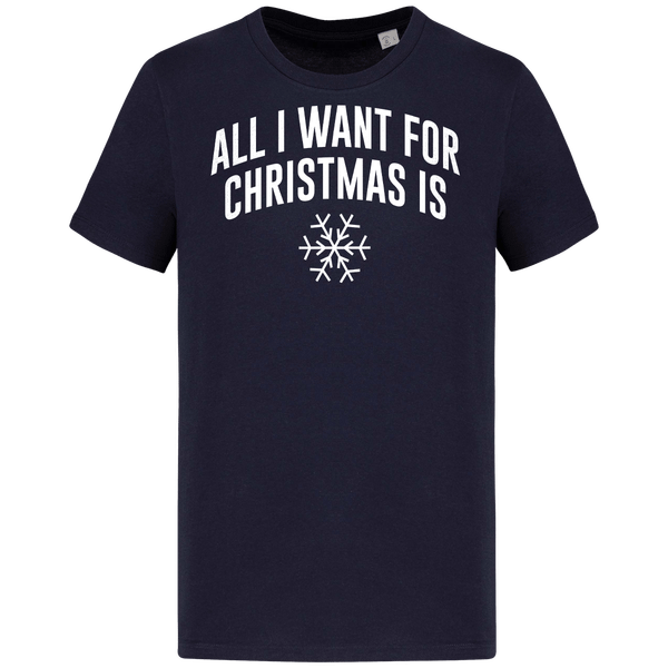 T-Shirt De Noël All I Want For Christmas Is Snow Navy Blue