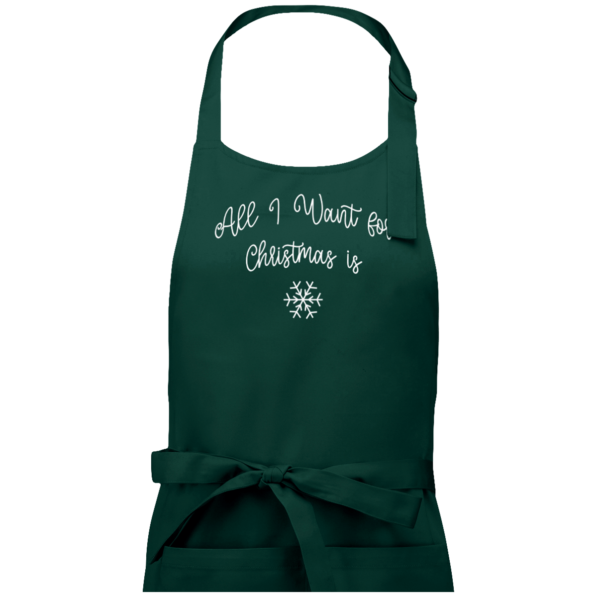 Tablier Cadeaux De Noël Avec Motif All I Want For Christmas Is Snow Bottle Green