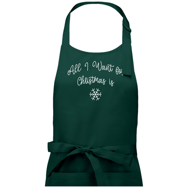Tablier Cadeaux De Noël Avec Motif All I Want For Christmas Is Snow Bottle Green
