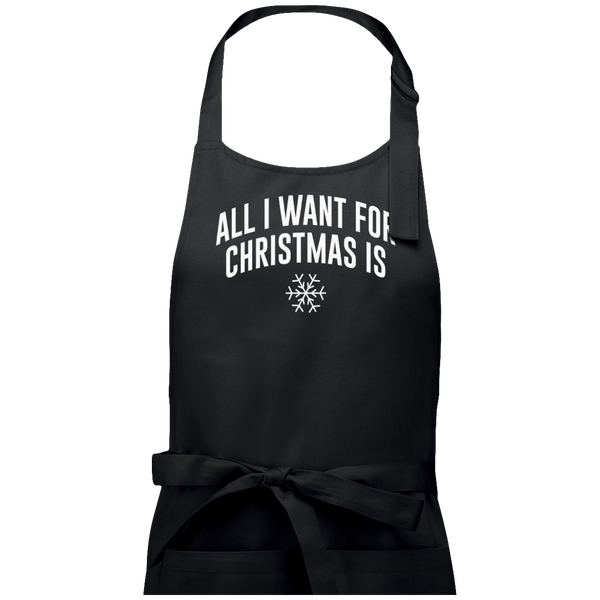Tablier Cadeaux De Noël Avec Motif All I Want For Christmas Is Snow2 Black