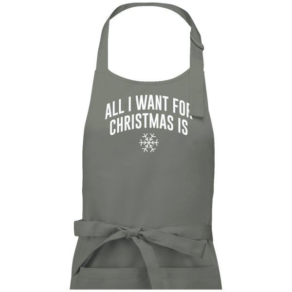 Tablier Cadeaux De Noël Avec Motif All I Want For Christmas Is Snow2 Light Grey