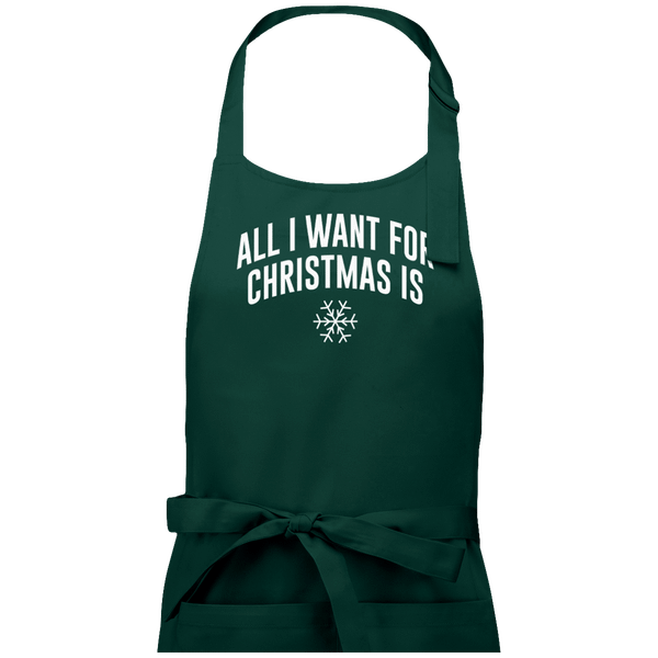 Tablier Cadeaux De Noël Avec Motif All I Want For Christmas Is Snow2 Bottle Green