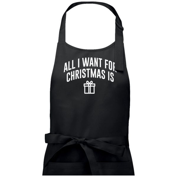 Tablier Cadeaux De Noël Avec Motif All I Want For Christmas Is Gift Black