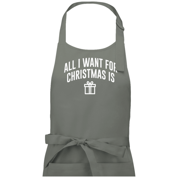 Tablier Cadeaux De Noël Avec Motif All I Want For Christmas Is Gift Light Grey