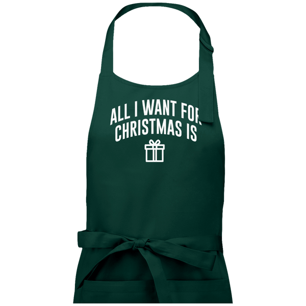Tablier Cadeaux De Noël Avec Motif All I Want For Christmas Is Gift Bottle Green