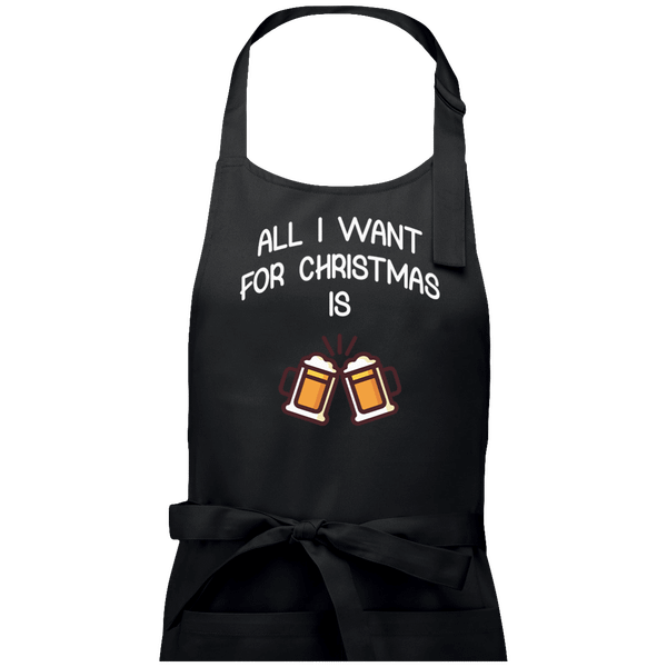 Tablier Cadeaux De Noël Avec Motif All I Want For Christmas Is Beer Black