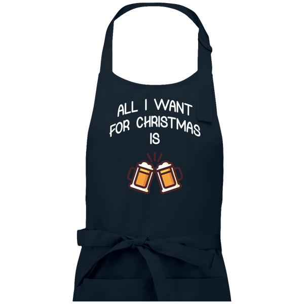Tablier Cadeaux De Noël Avec Motif All I Want For Christmas Is Beer Navy